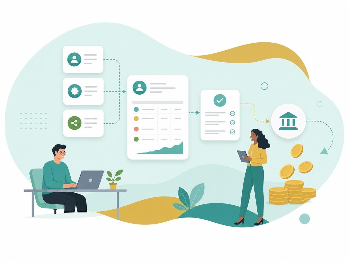 A consultant royalty ledger triggering automated payout flow